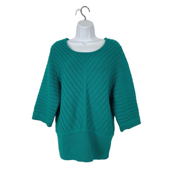Ana A New Approach Womens Ribbed Knit Sweater Teal Size Large - Picture 1 of 11